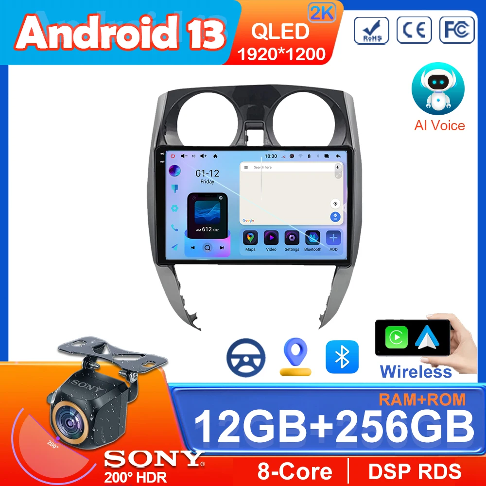 

Android 13 For Nissan Note 2 E12 2012 - 2021 Car Player Auto Radio Multimedia GPS Video Navigation Carplay Rear camera 2 Din 5G