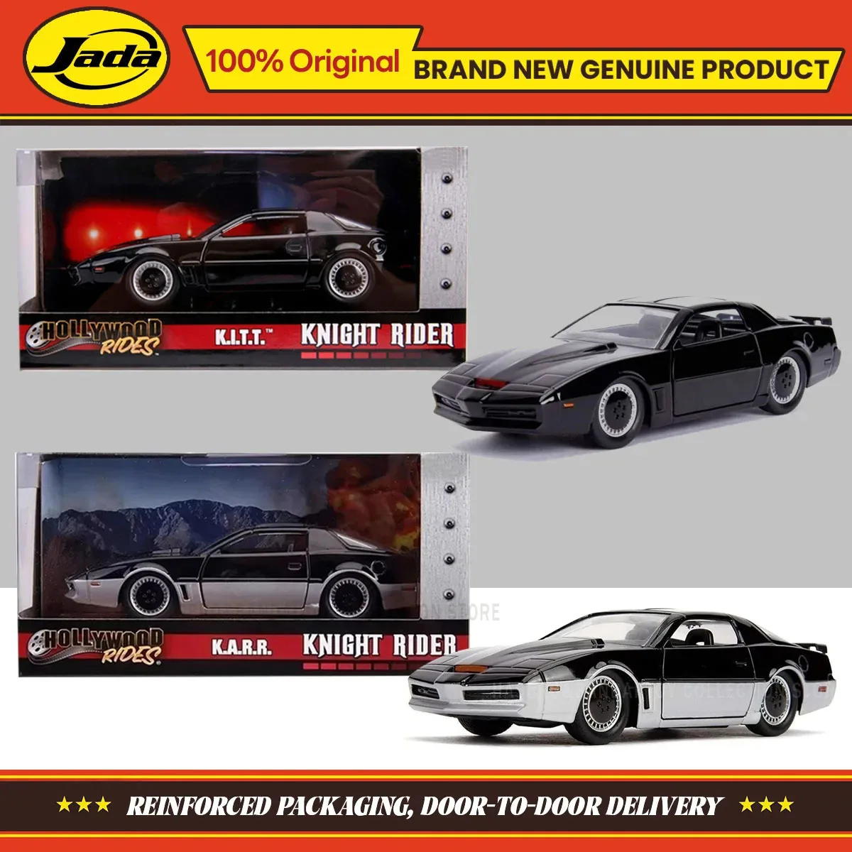 Em Estoque: JADA Toys Knight Rider KITT & KARR Pontiac Firebird - Carro de Liga Metálica 1:32 - Coleção Original de Modelos de Carros - Ornamento/Presente