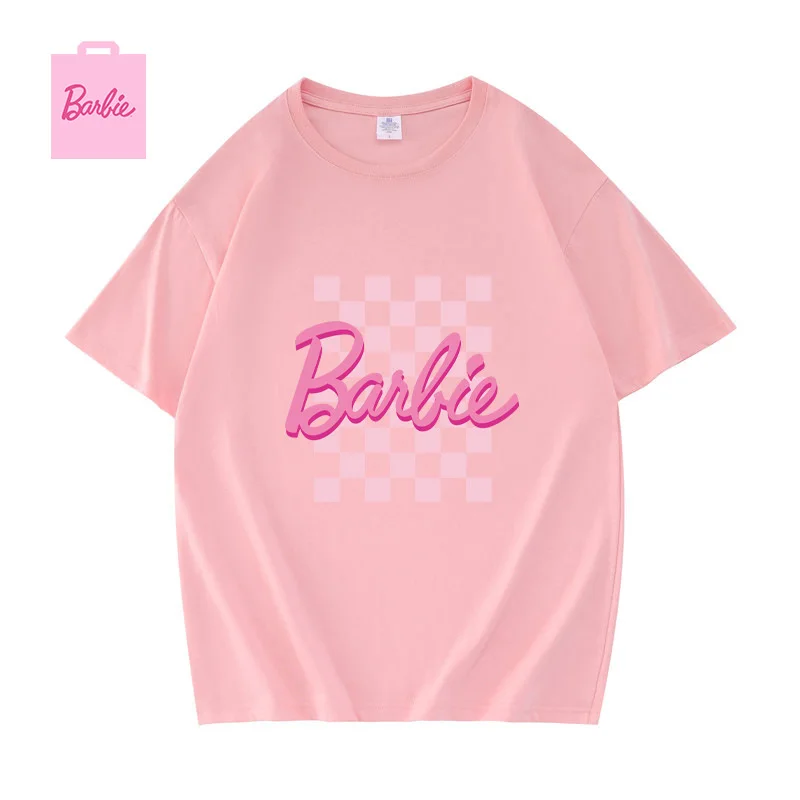 

Barbie T Shirts Sleeve Summer Anime Kawaii Cartoon Pure Cotton Soft Round Neck Oversized Fashion Y2K White Tees Tops Girls Gift