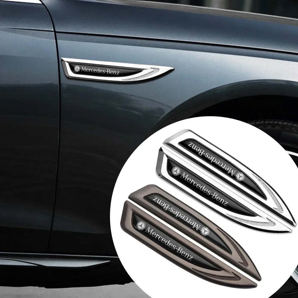 2pcs Car Styling Side Fender Body Knife Emblem Stickers for Mercedes Benz Amg W205 W211 W204 W212 W213 W203 W176 Accessories