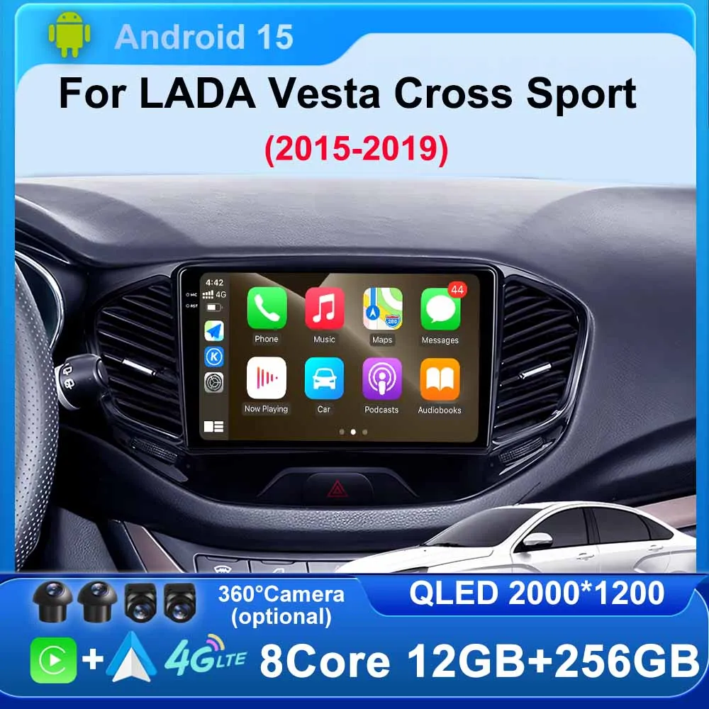 Android 15 Car Radio for LADA Vesta Cross Sport 2015-2019 Multimedia Video Player Navigation Carplay DSP Stereo BT Head Unit