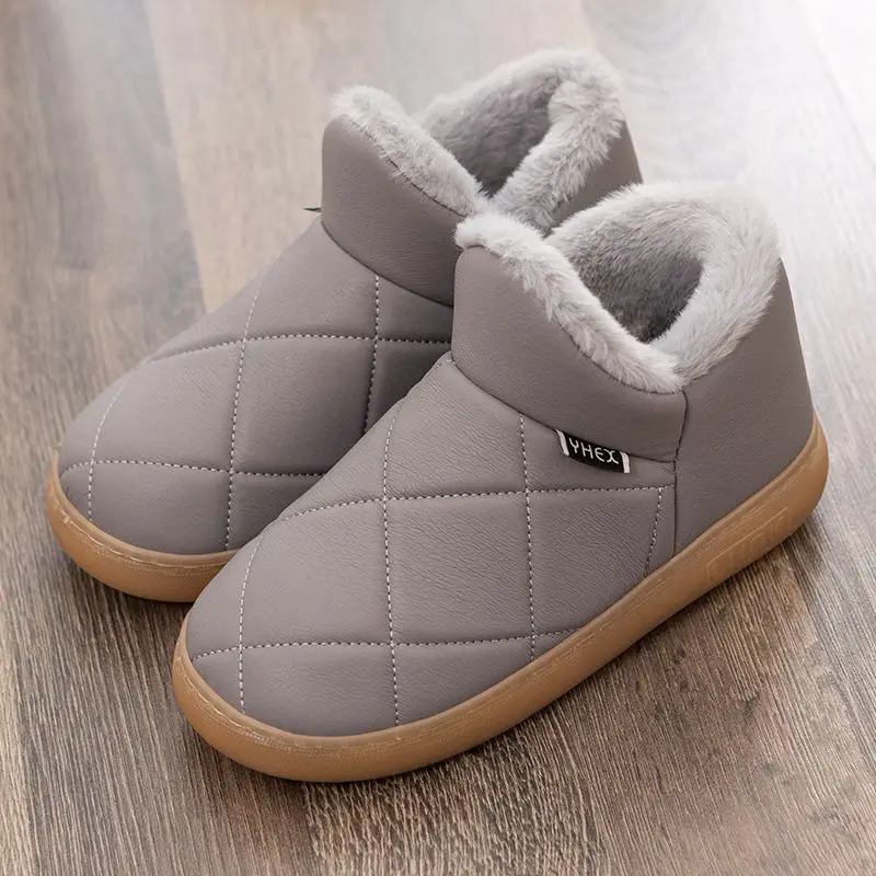 2025 New Winter Slippers Waterproof Fleece Lined Enclosed Heel Non Slip Home Use Unisex Thickened Comfortable Winter Shoes