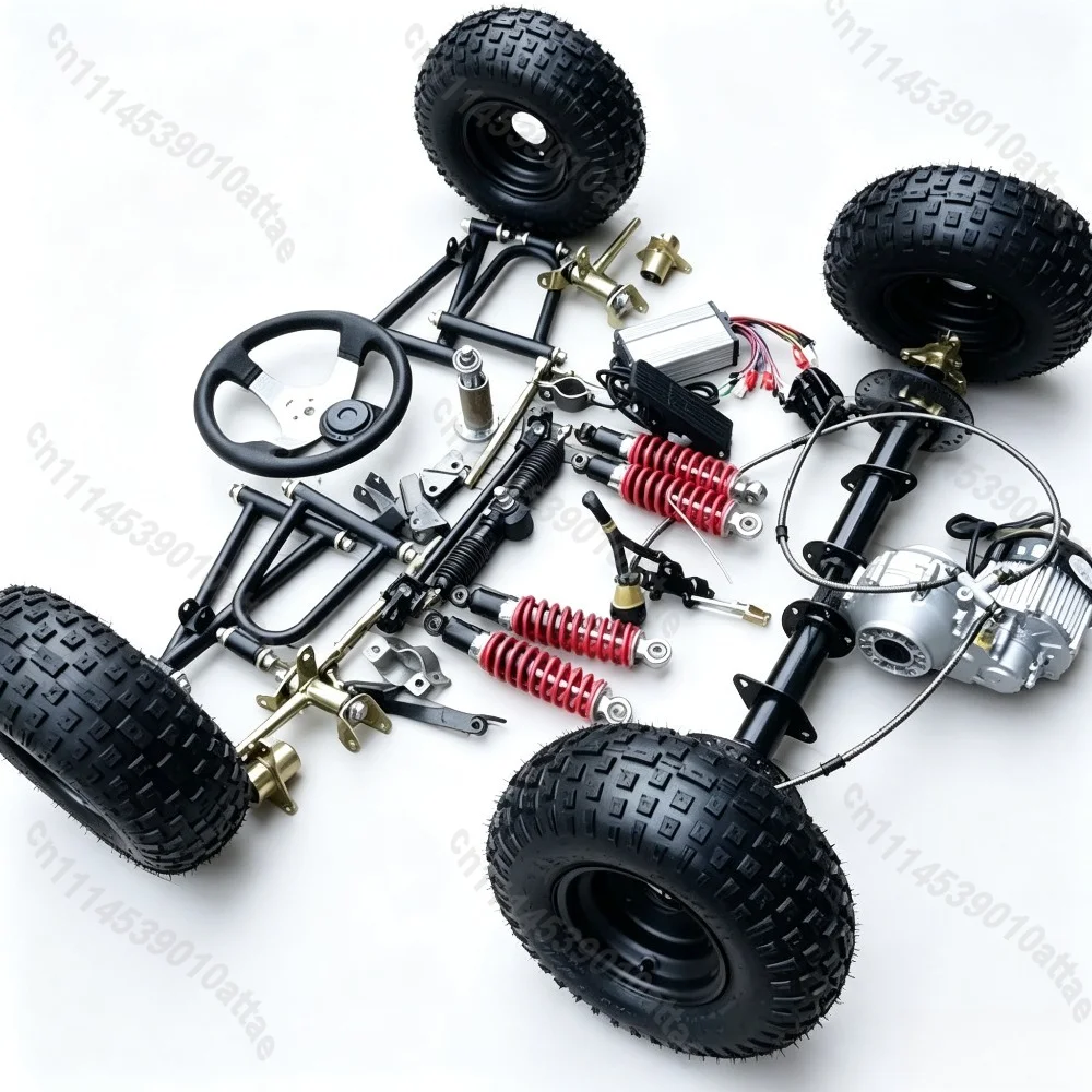 Electric Four Wheeler Kart DIY Modified Accessories Front Suspension Steering Differential Shaft Drive Motor Rear Axle 6 Inch