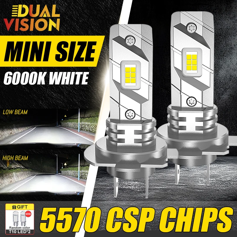 Turbo 2PCS H7 LED Canbus 1:1 Mini Car Lights 5570 CSP Cut-off Line Hi/Lo Beam 12V 24V Fanless T10 Bulbs 6000K White Led Headlamp