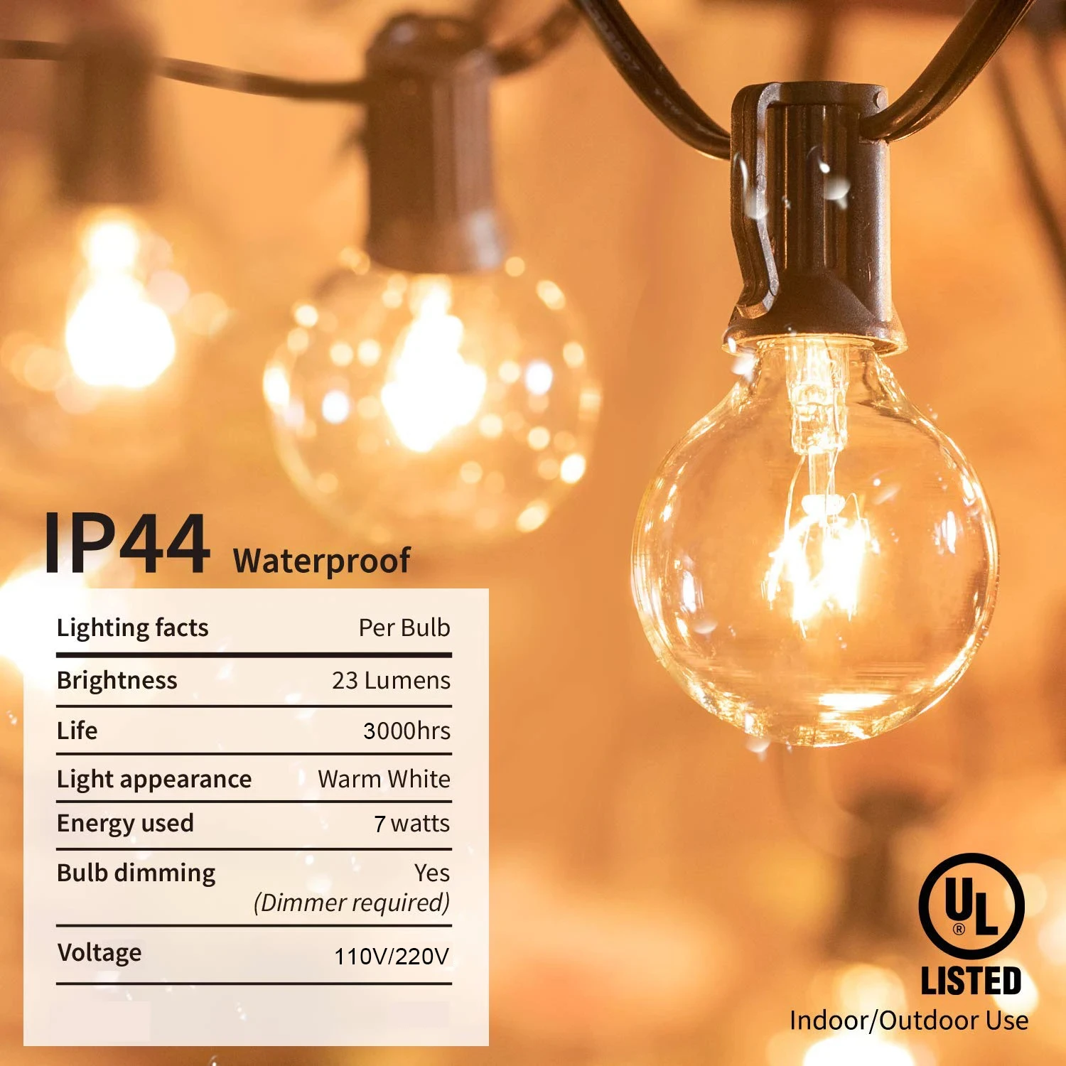 Outdoor G40 Led String Light Waterproof IP44 Tungsten Replacement Bulb 7W E12 Garland Fairy Light Chain Party Wedding Decorative