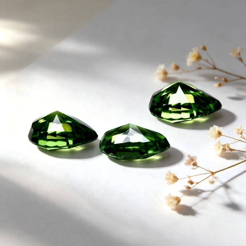 Kubischer Zirkonia Birnenform Künstlicher Zirkon Grüne Farbe 5A+ Qualität CZ 4K-Schliff Crushed Ice Cut Hochkarätiger Diamant – Detail 3