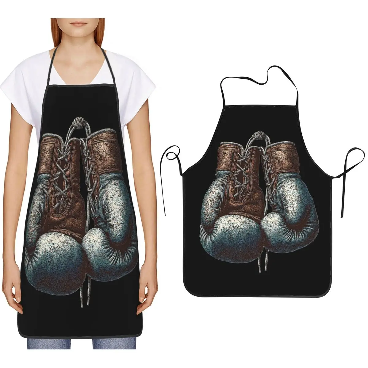 Boxing Kickboxing Boxing Gloves Apron Chef Cooking Cuisine Tablier Bib Kitchen Cleaning Pinafore for Women Men Painting