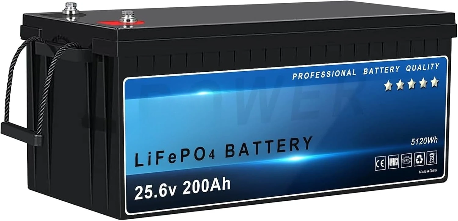 

24V 200Ah Lithium Battery, 5120Wh LiFePO4 Battery, Built-in 200A BMS, 5000 Cycles & 10 Years Lifetime, for Home, Customized