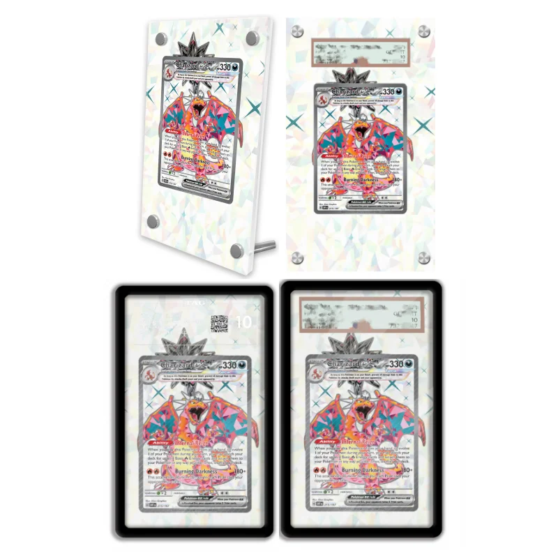 Anime Art Display for Pokemon Charizard Obsidian Flames Anime Games Expand Art Acrylic Protective Case Keychain Evaluation Level