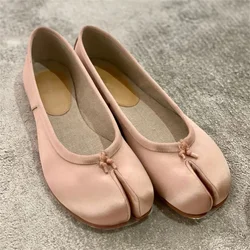 Pink Satin Women Ballet Flats Split Toe Tabi Shoes Woman Slip-on Loafers Ladies Lazy Espadrilles Casual Zapatillas Mujer