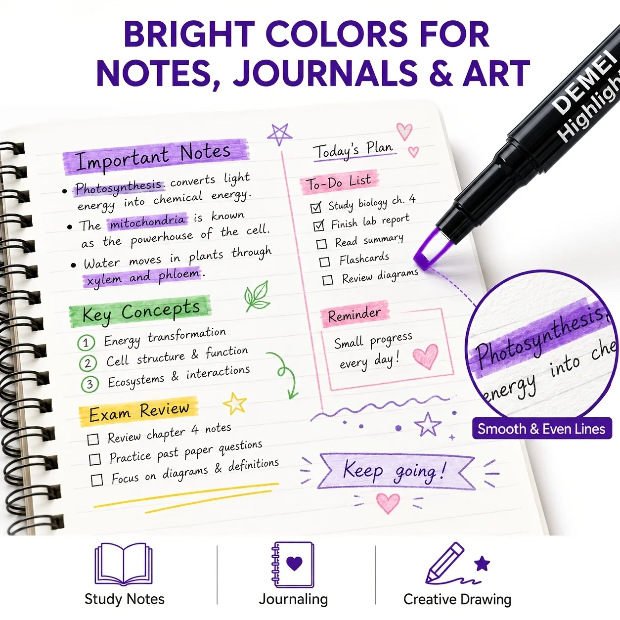 6pcs transparent highlighter window pen tip with soft grip - anti bleeding ink quick drying marker pen, suitable for learning