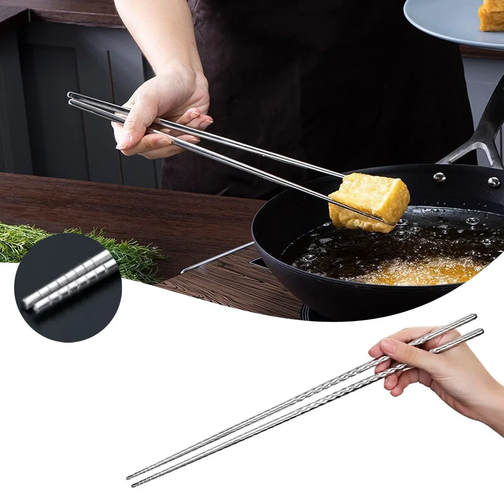 Cooking Chopsticks Stainless Steel Extra Long Cooking Chopsticks For Frying Food Noodles Sushi Chopsticks Kitchen Utensil