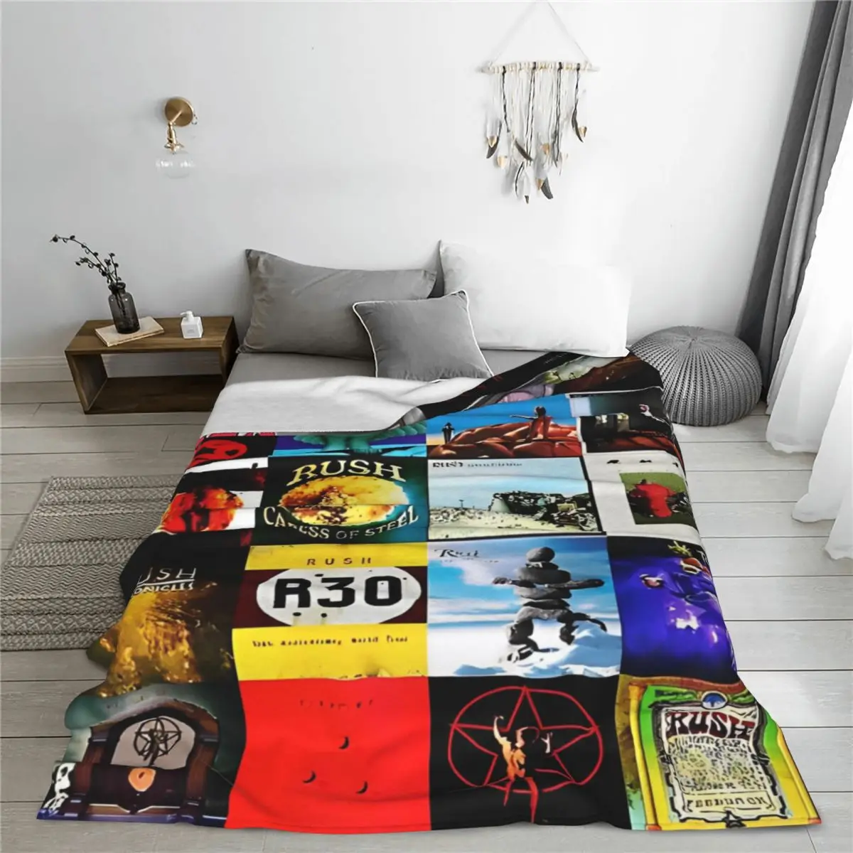 Rush Album Collage Fleece Throw Blankets Blankets for Bed Bedroom Super Soft Bedspread