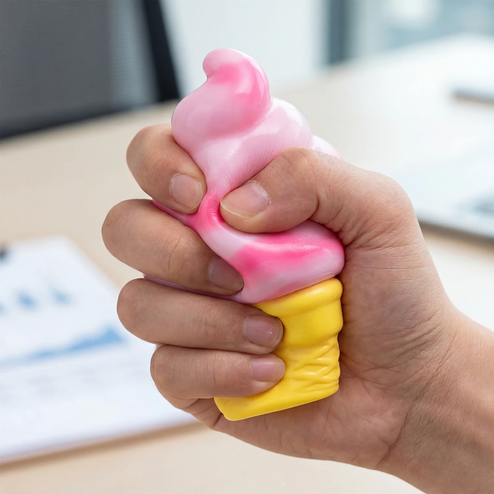 Ice Cream Cone Squeeze Toy Soft TPR Summer Sensory Toy Portable Squeeze Ball Birthday Party Favors Gifts for Kids and Adults