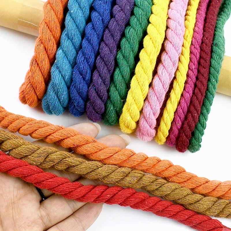 5M 5/8/12/20mm Cotton Rope Colored Three-strand Twisted Cord for Decoration Shoelaces Making Supplies Home String Material
