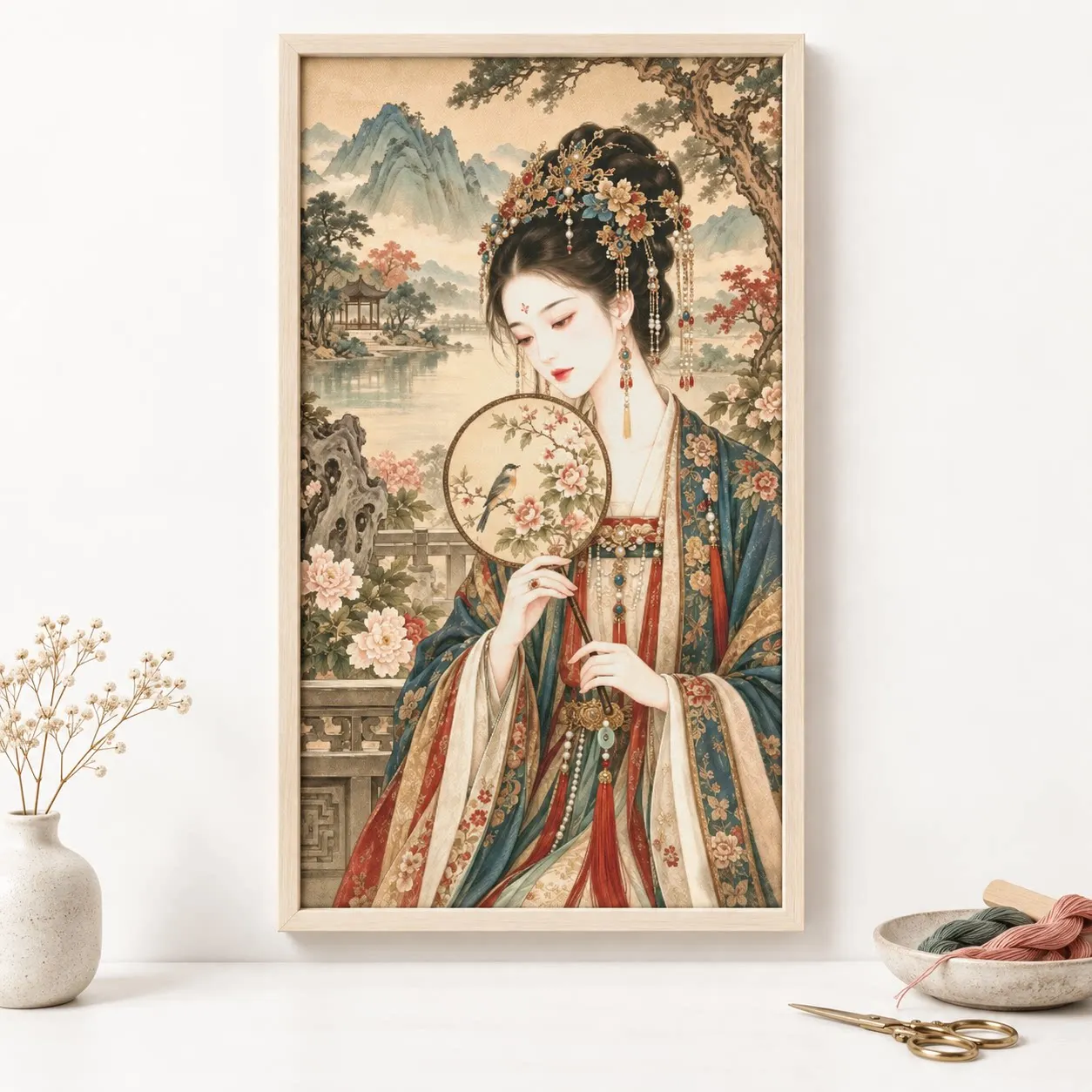 15CT [ZZ9307-Qiushui Yiren]14CT 11CT 16CT Stamped Cross Stitch Kit DIY Embroidery Needlework Set with Printed Canvas Cotton