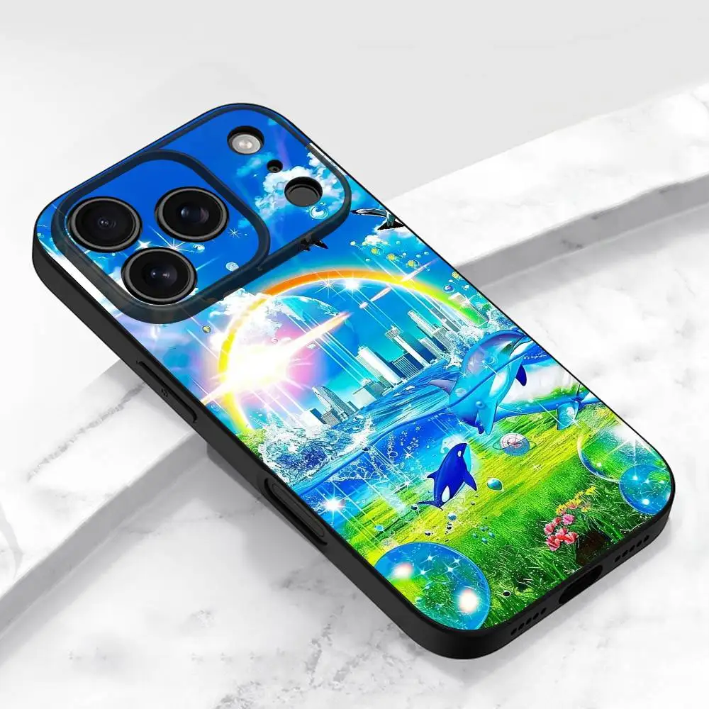 F-Frutiger Aero Fish Cat Phone Case For iPhone 14,16,12,13,15,11,17,Pro,Max,Plus,E,Air,Mini  Soft Cover