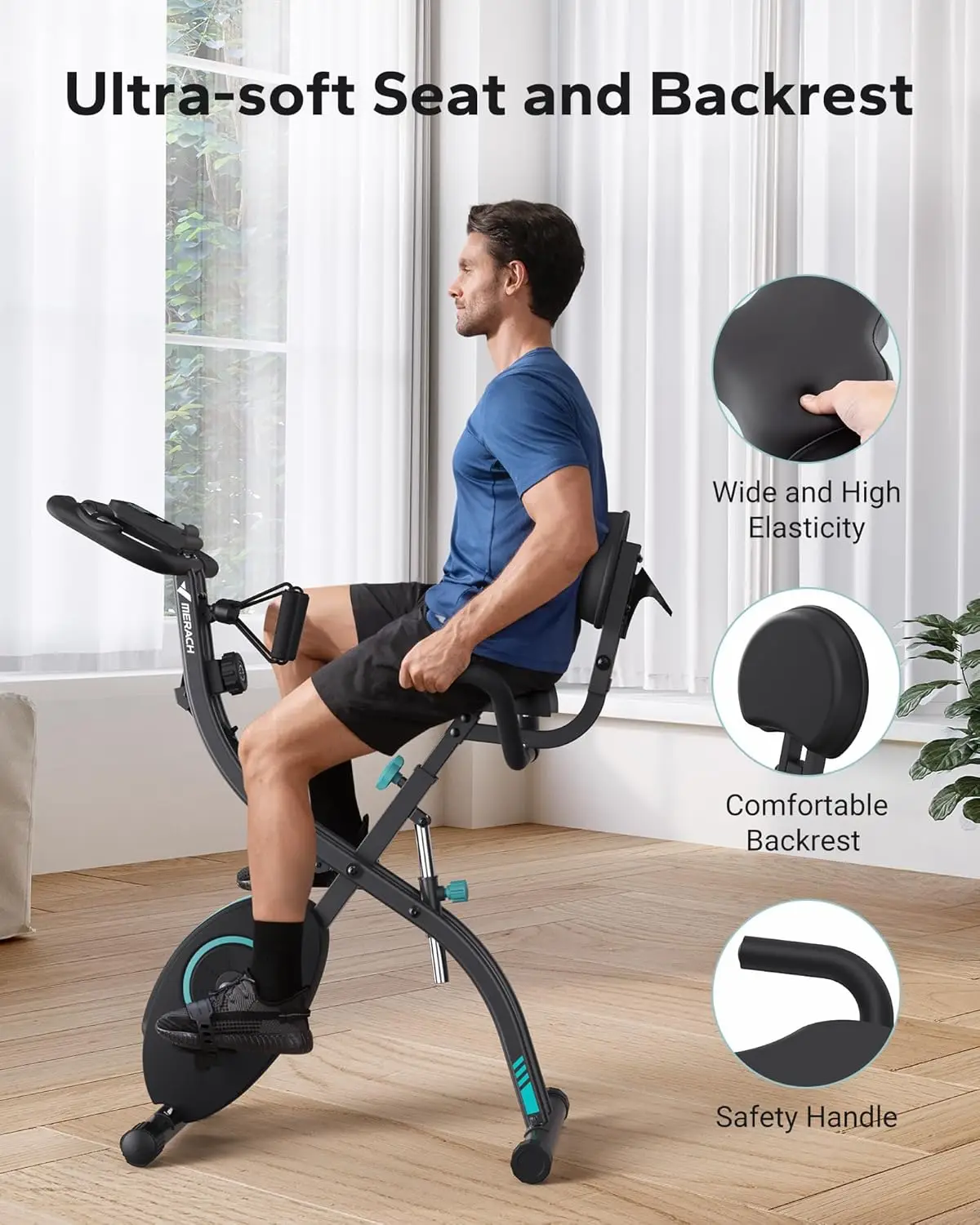 

Folding Exercise Bike, 4 in 1 Magnetic Stationary Bike for Home with 16-Level Resistance, Exclusive APP