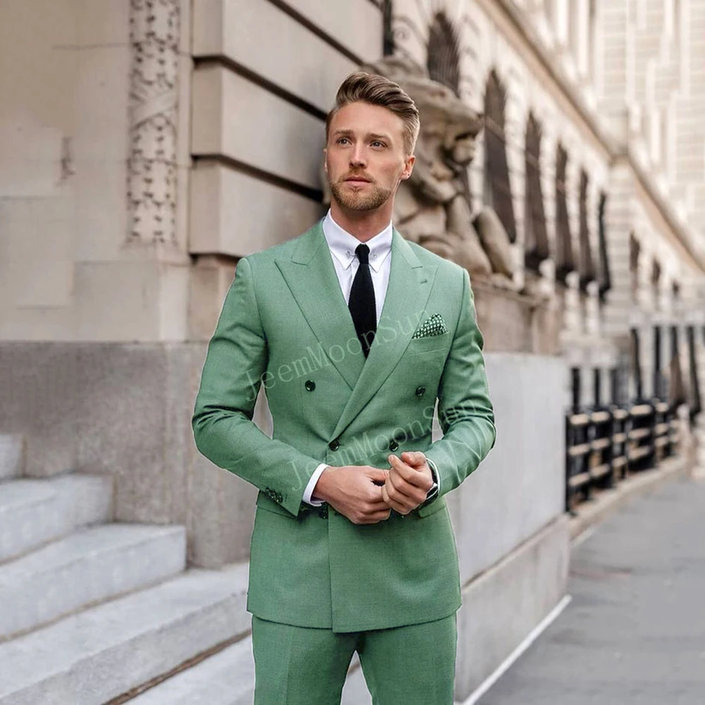 Cinza duplo breasted noivo usar ternos dos homens 2022 fino ajuste formal de negócios 2 peças masculino terno calças blazer gravata