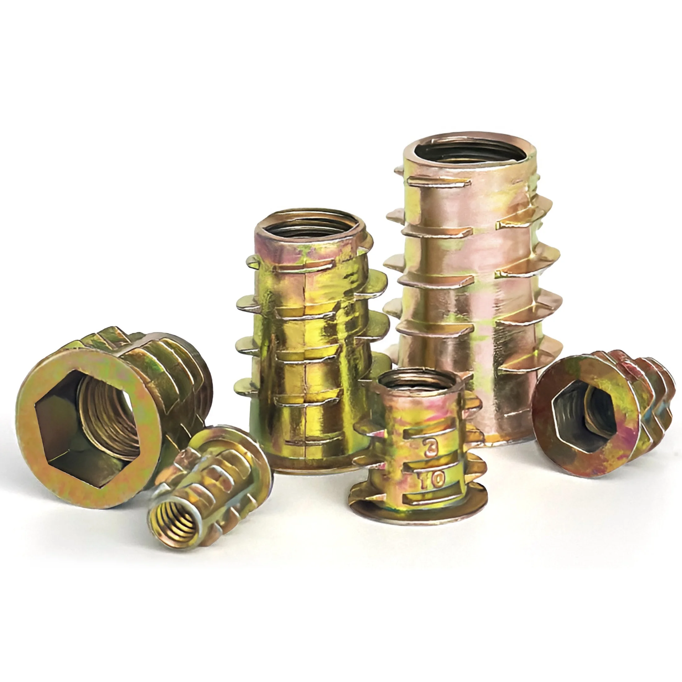 10/20/30/50pcs Knife Threaded Insert for Soft Wood, Metric Threaded Inserts Nuts for Wood Furniture Zinc Alloy Furniture Bolt