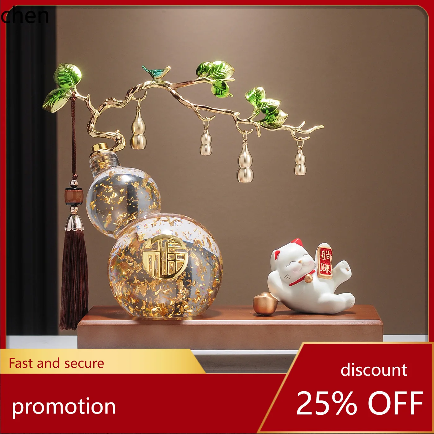 

YFY five blessings crystal gourd ornament - living room decoration, wine cabinet, tv stand, light luxury handicraft gift