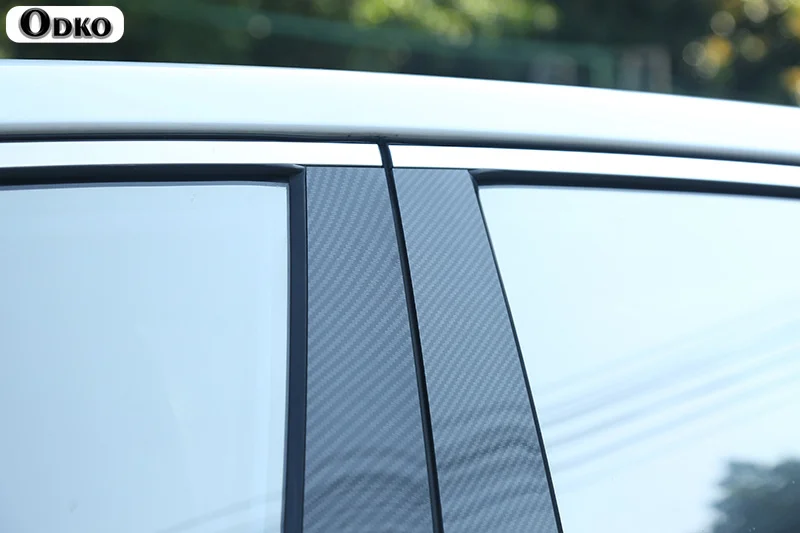 8Pcs For Nissan X-Trail Xtrail T32 2014-2021 Glossy Black/Carbon Fiber Style Car Door Window BC Pillar Post Cover Trim Sticker - view 4