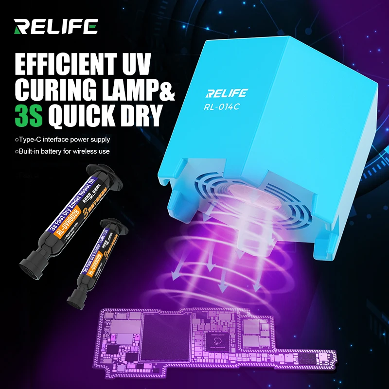 RELIFE 2 in 1 Smart Cold Air UV Curing RL-UVH902 3S Quick Drying Solder Resistance Oil RL-014C Intelligent Curing Lamp