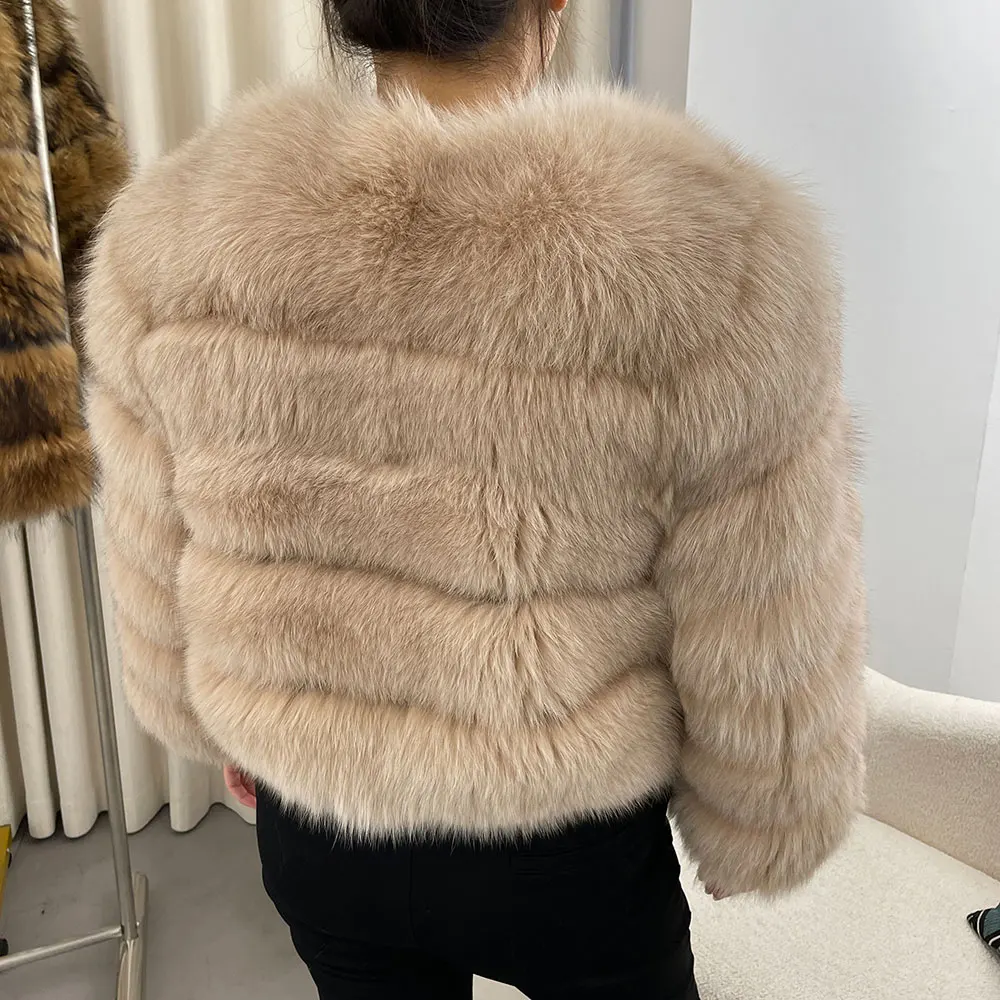 New Fur Jacket Raccoon Fur Jacket Fox Fur Coat Winter Real Natural Fur Coat Women Fox Fur Outerwear Thick Warm Luxury Female