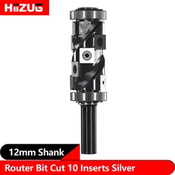 12mm Shank Spiral Flush Trim Router Bit Top and Bottom Double Bearings Pattern Template Router Bit 55mm Cut Length 12mm Inserts