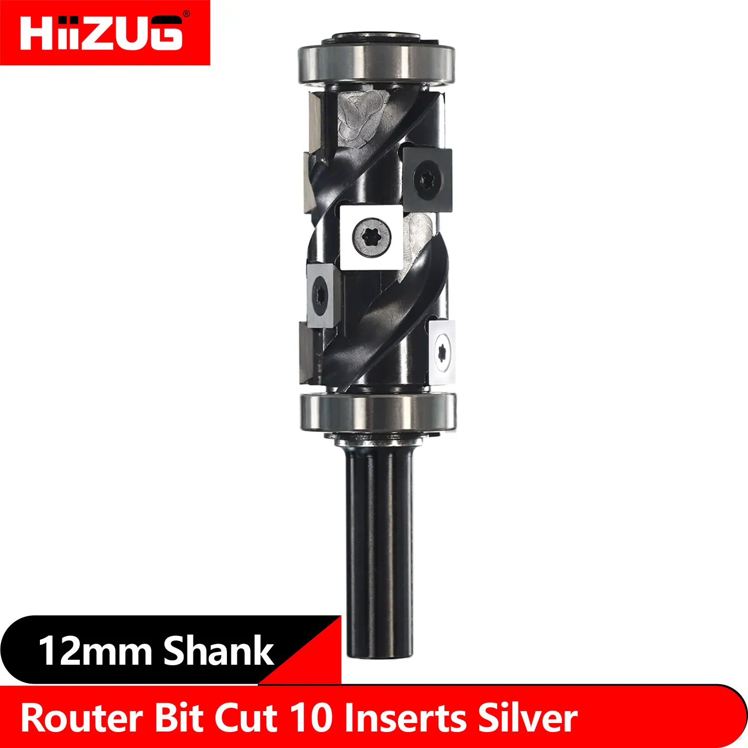 12mm Shank Spiral Flush Trim Router Bit Top and Bottom Double Bearings Pattern Template Router Bit 55mm Cut Length 12mm Inserts