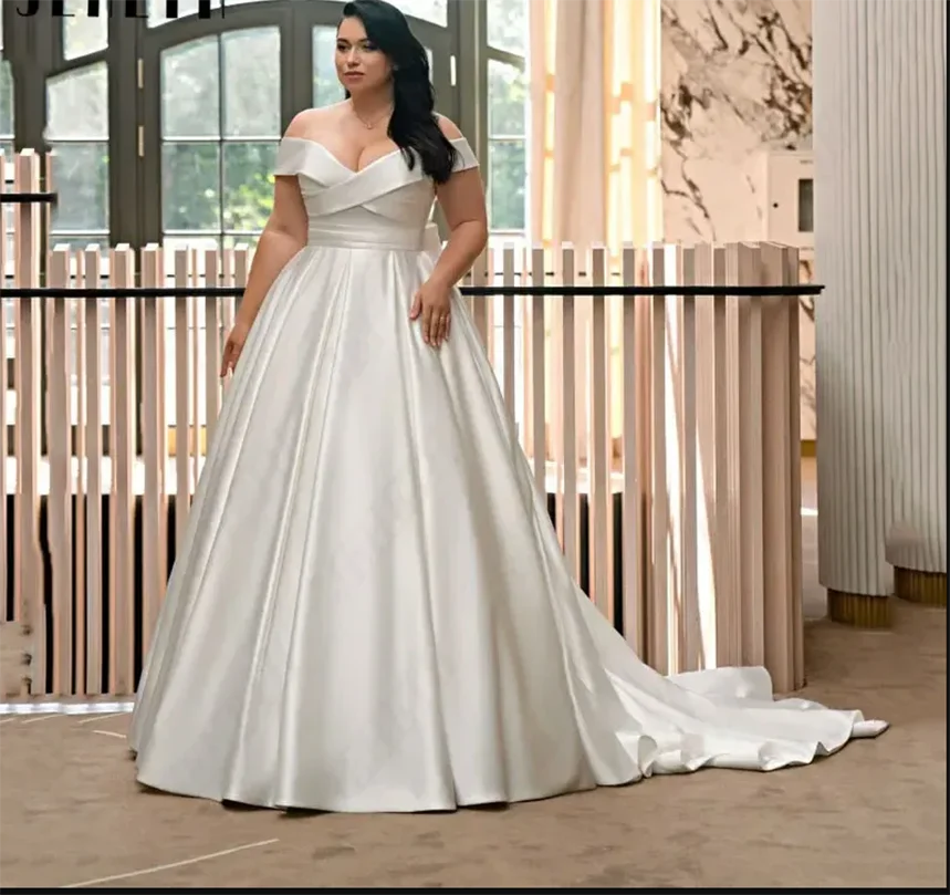 

A-Line Wedding Dresses Plus Size Off The Shoulder Sweetheat Bridal Gowns For Woman Exquisite Sexy Vestidos De Novia