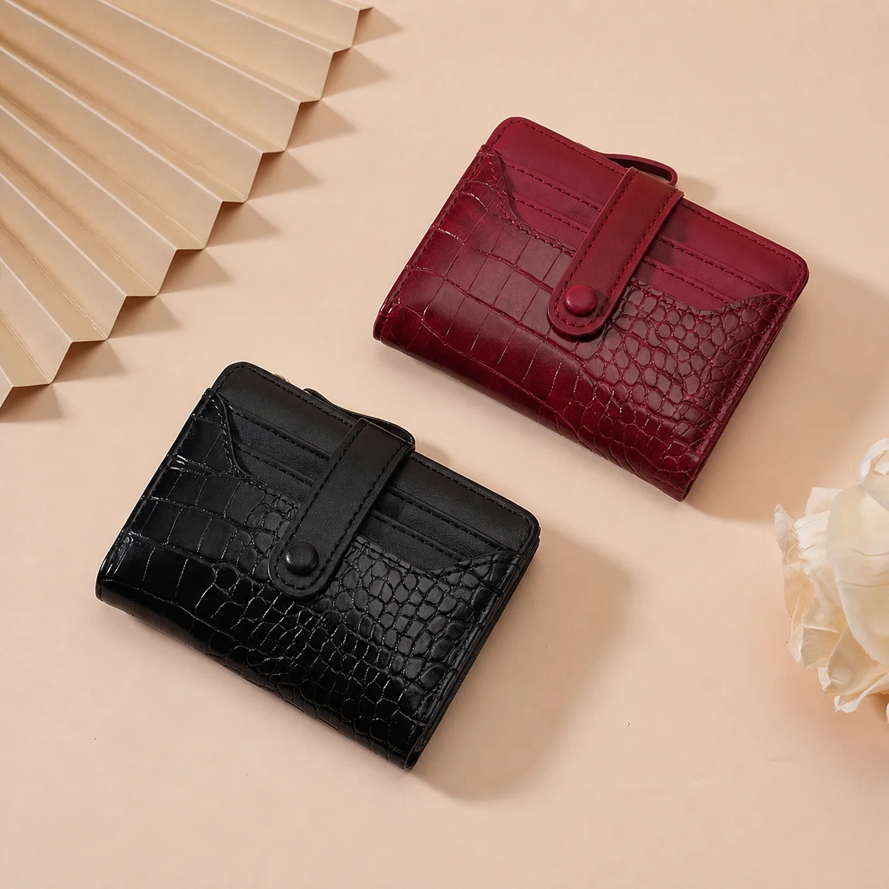 Pu Leather Purse Minimalist Women'S Wallet Crocodile Embossed Wallet Versatile Bifold Wallet For Work Commuting Date Outings