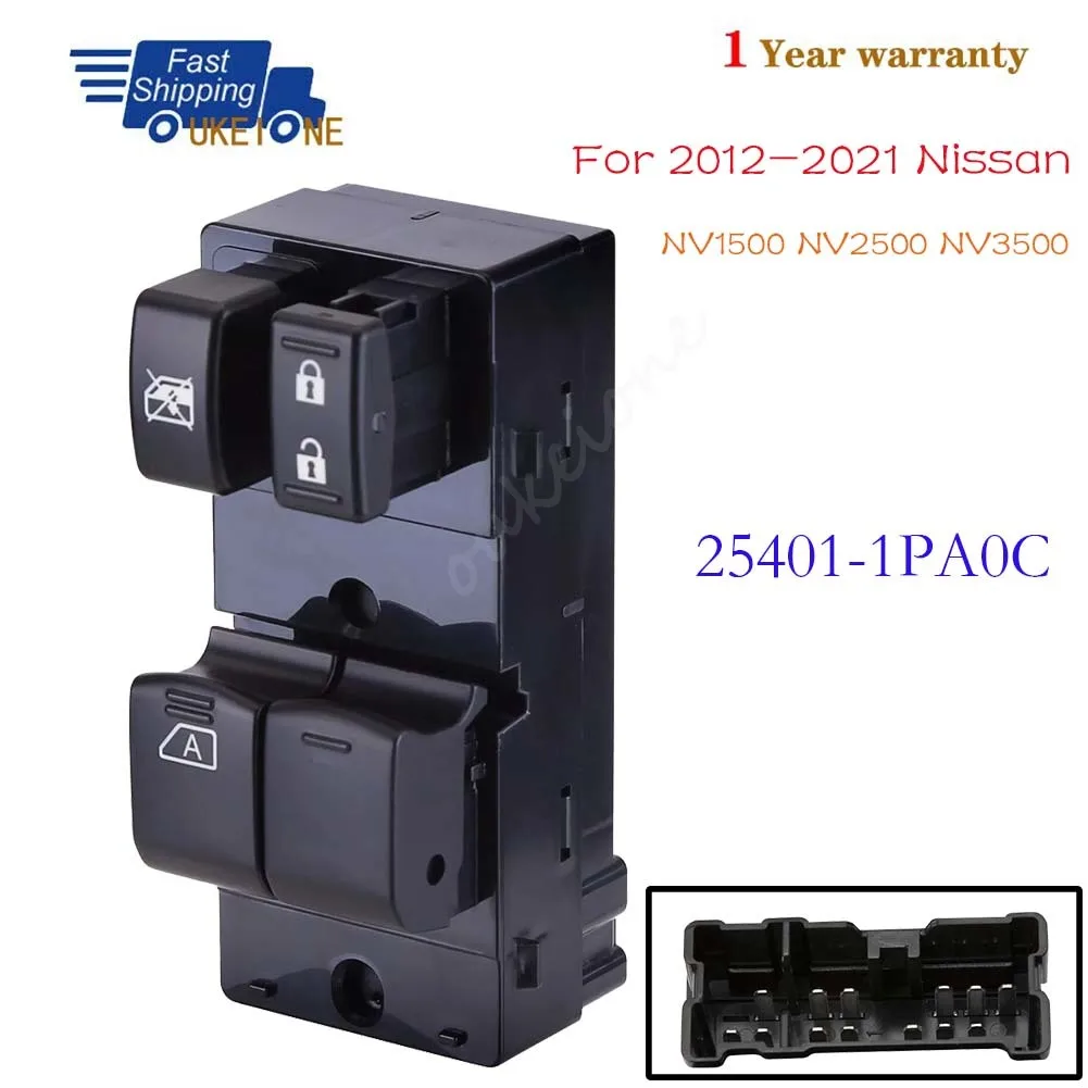 

25401-1PA0C для Nissan NV1500 NV2500 NV3500 2012-2021, электрический главный переключатель стеклоподъемника, кнопка управления автомобильными аксессуарами