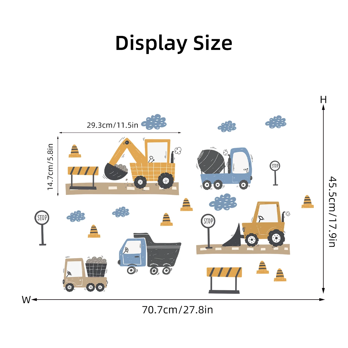 Cartoon Cute Construction Truck Wall Stickers Decoration for Bedroom Wall Decals Home Decore Living Room Wall Art Kids Room