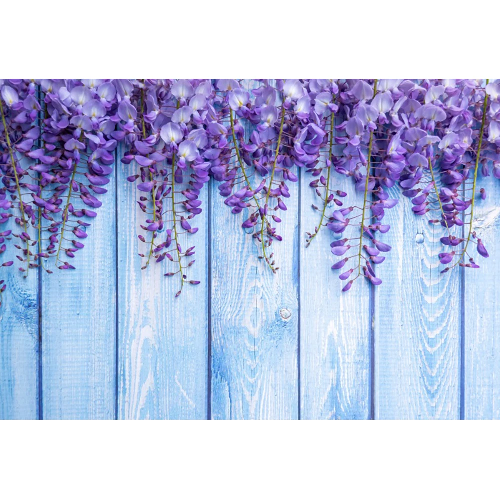 Laeacco ไม้ Plank การถ่ายภาพฉากหลังสีม่วง Lilac ดอกไม้ Rustic ไม้ทารกแรกเกิดอาบน้ำผู้ใหญ่ภาพพื้นหลัง