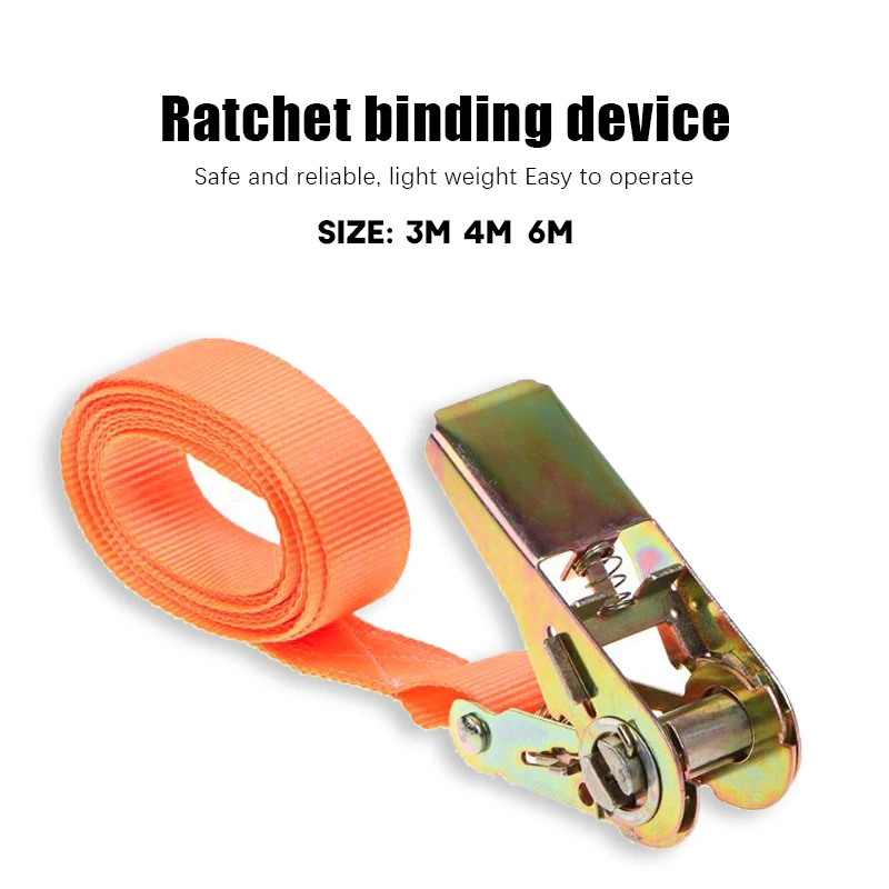 Tensioning Belts Orange Porable Heavy Duty Tie Down Cargo Strap Luggage Lashing Strong Ratchet Strap Belt With Metal Buckle