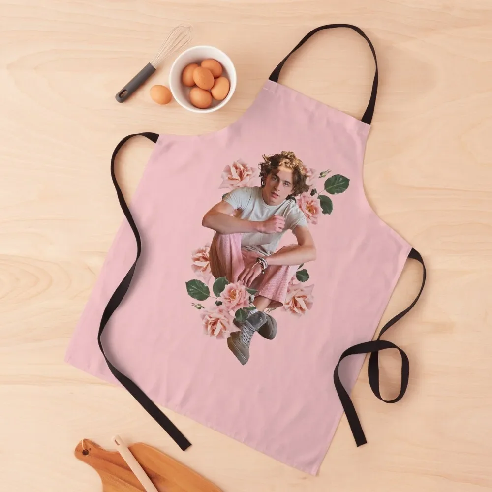

Floral Saint Timothee Chalamet Apron with pockets For Women for kitchen useful Apron