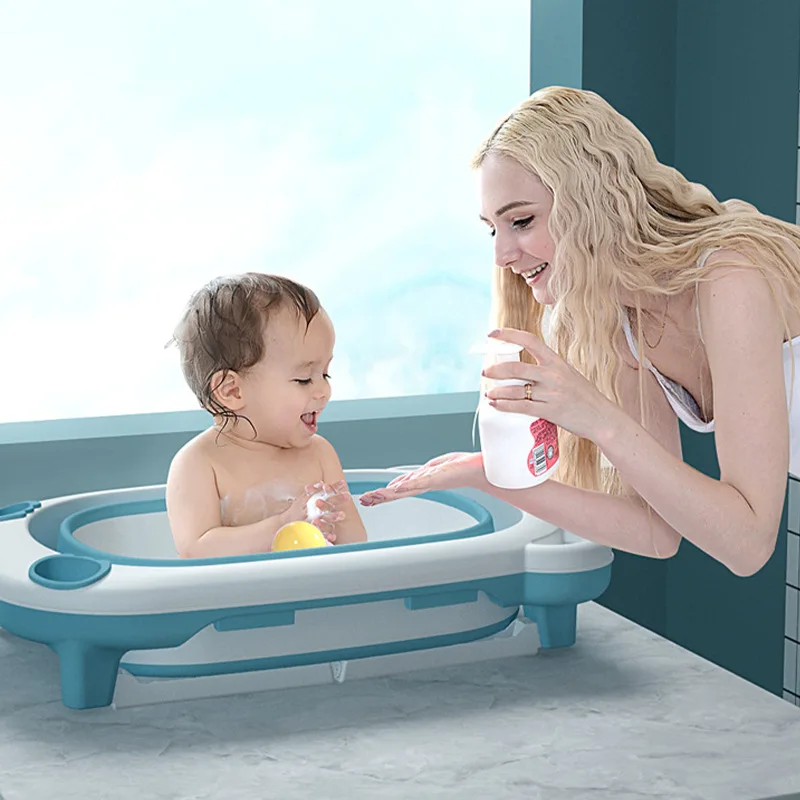 

Children Folded Portable Bathtub Can Sit Can Lie Folding Basin Large Thickened Bath Basin Ring Polytemperature Bathroom Barrel