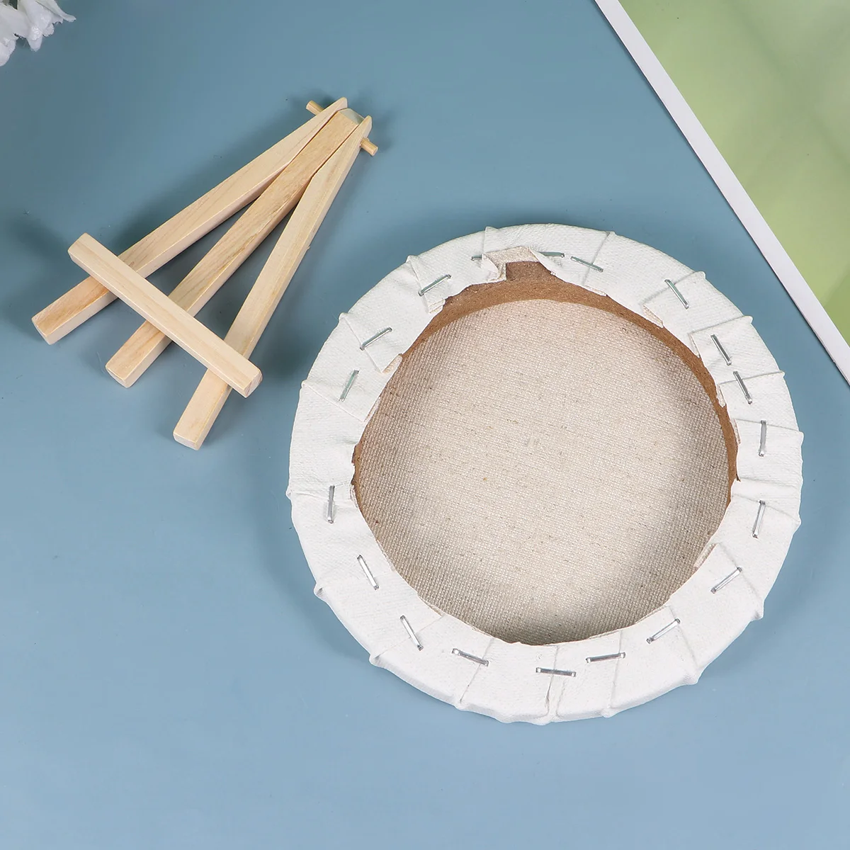 4pcs Canvas Frame Set Mini Round Art Panels Blank Painting Board for Oil Acrylic Tempera Student Hobby DIY Gift