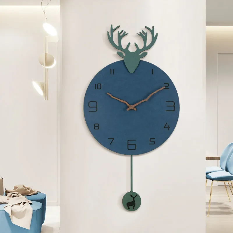 Nordic Large Wooden Wall Clock Korean Simple Pastoral Creative Living Room Decor Fashion Light Luxury Silent Eco Friendly