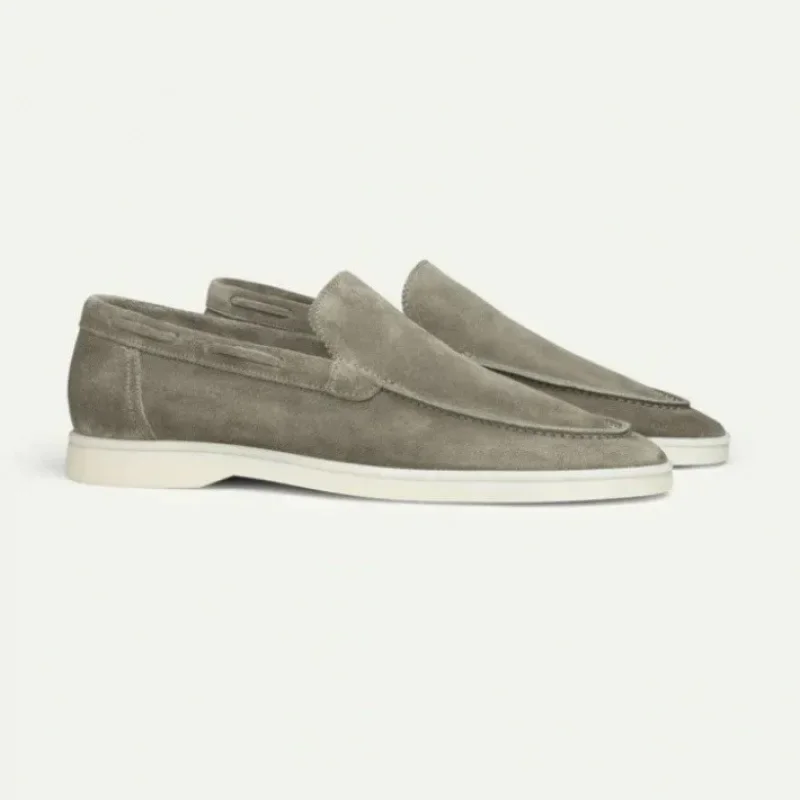 

Yacht Loafers Frosted Suede Slip-on Driving Flat Shoes 4 Season Walking Lazy Mules Round Toe Penny Casual Shoes Man Big Size