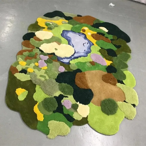 Light luxury moss blanket, living room coffee table, wool bedroom bedside blanket, art handmade rug
