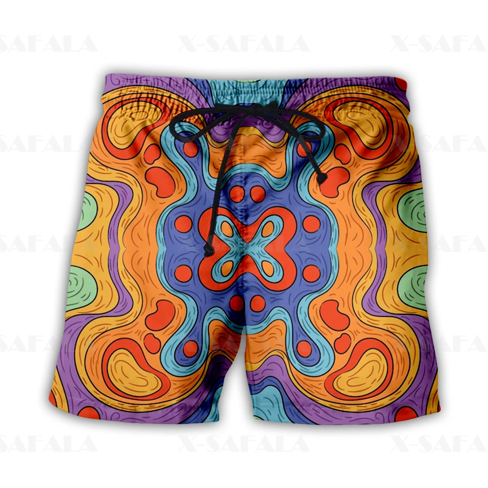 Hippie Psychedelic Colorful Trippy Swimming Shorts Summer Beach Holiday Shorts Men's Swimming Beach Pants Sports Half Pants-20