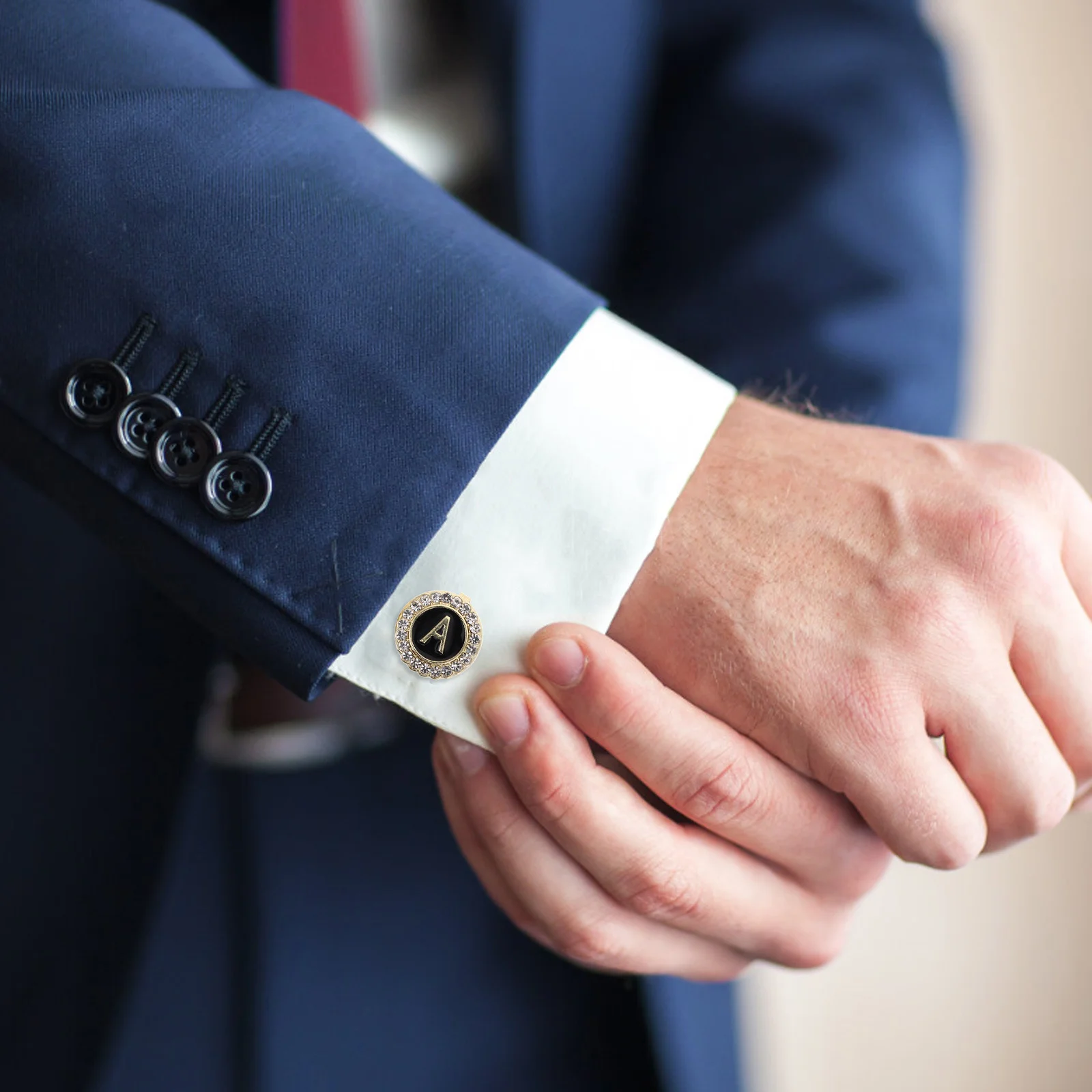 

2pcs 1 Pair Gold Plated Letter A Cufflinks Zinc Alloy Formal Shirt Studs Wedding Business Suit Accessories Mens Cuff Links Set