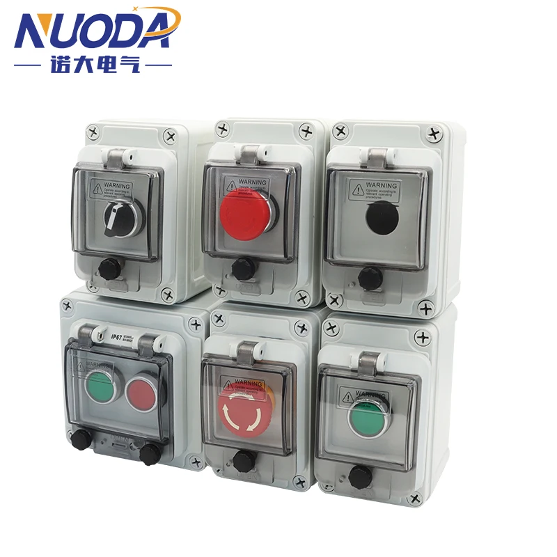 NUODA Emergency Stop Control Button Switch Box Ip67 Outdoors Protect Shield Waterproof Urgent Stop Buttons Controlling Case