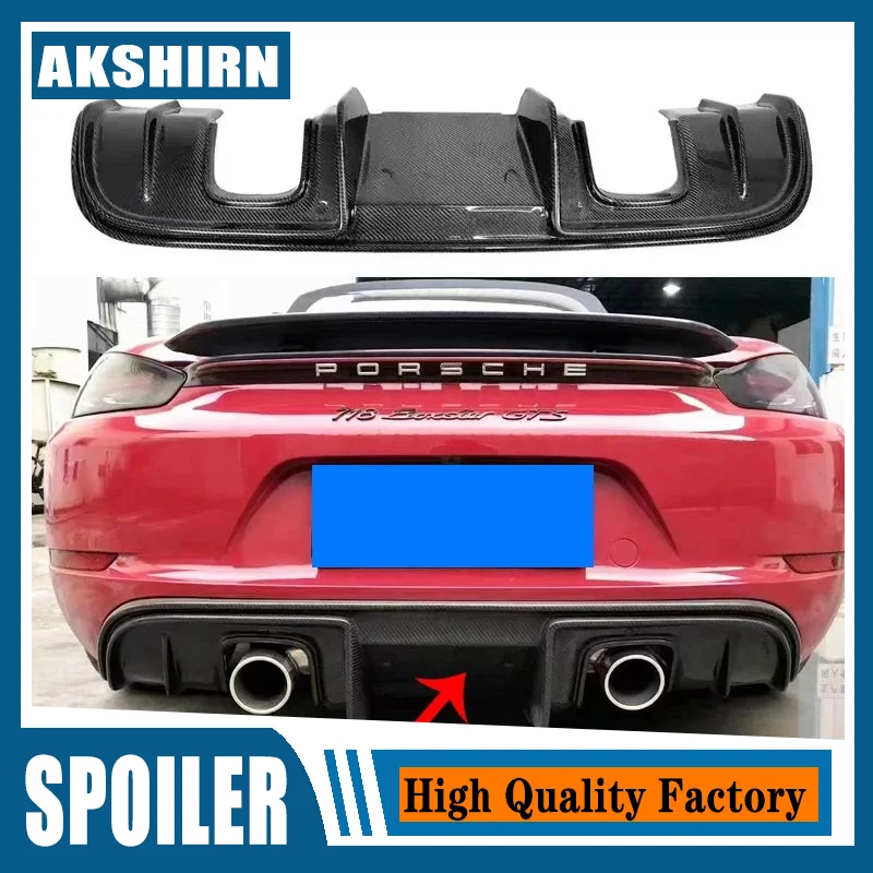 Rear Diffuser Lip Splitters Cover fit for Porsche 718 Cayman Boxster 2016-2022 Real Carbon Fiber Bumper Protector Double out FRP