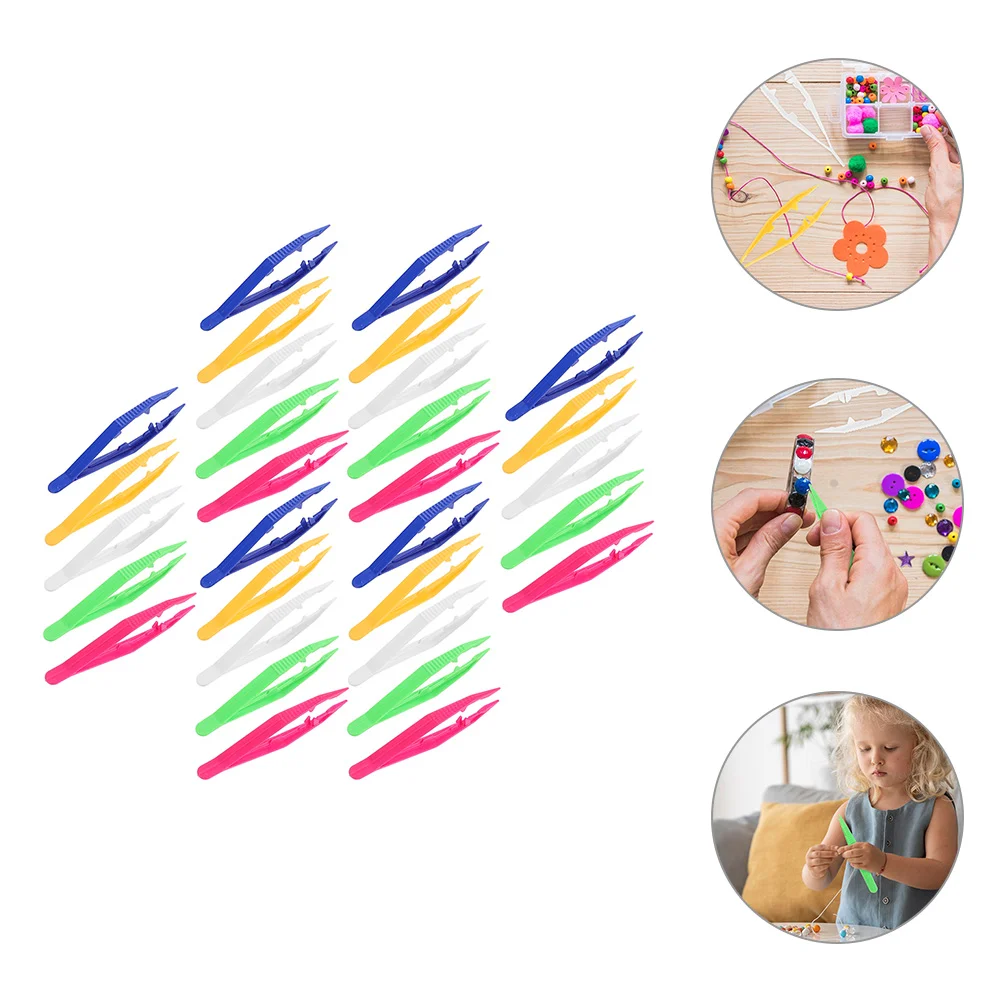 Lightweight Plastic Tweezers Jewelry Making Tools Accessories Bead Kids for DIY