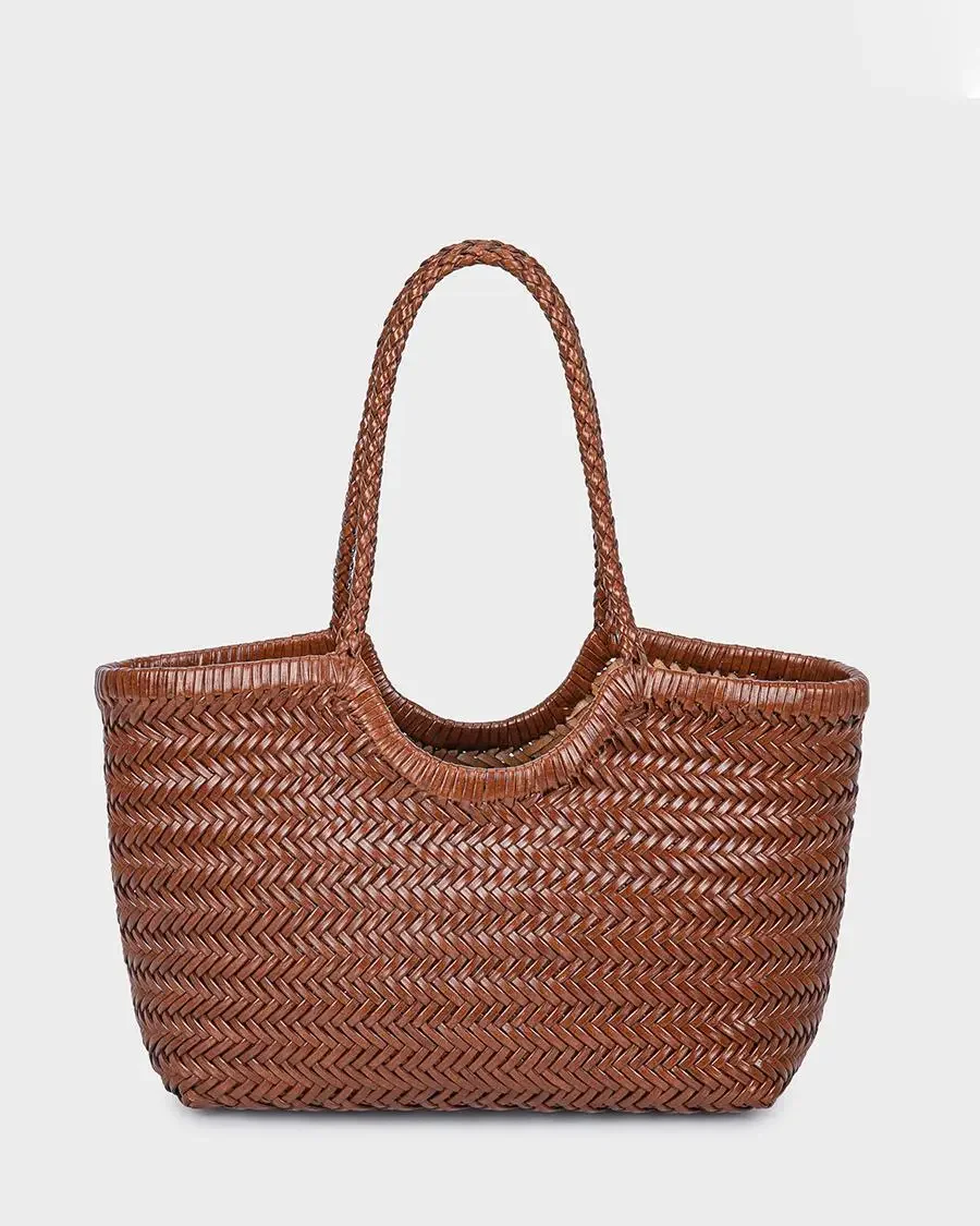 

Большая сумка из натуральной кожи. Повседневная сумка-корзина для овощей ручной работы с повседневной тканой внутренней сумкой, плечом и подмышкой.