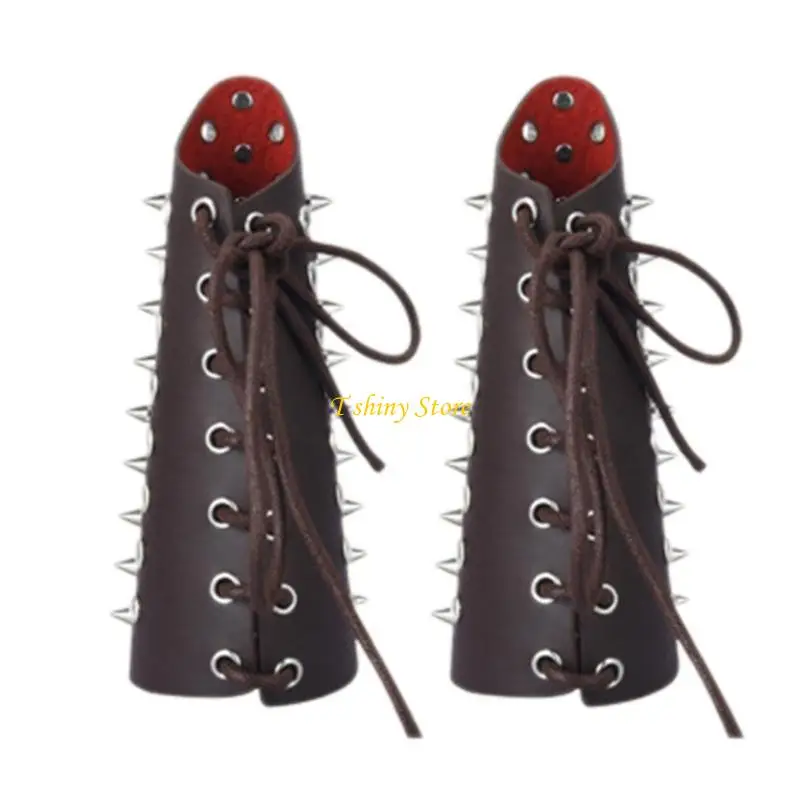 N58F Medieval Men Knight with Exaggerate Rivet Adult Vintage Bracers