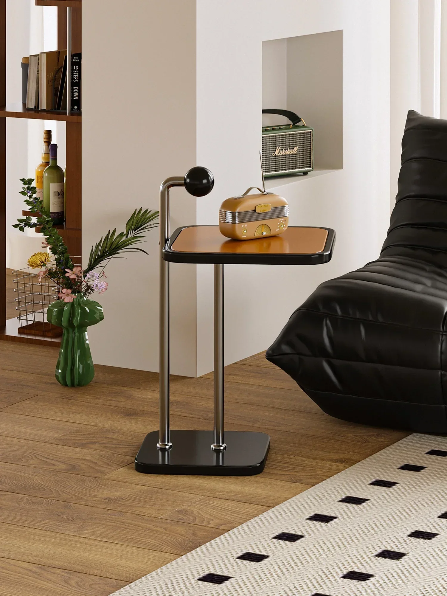 

Винтажная тумба-стеллаж в стиле Баухаус для гостиной, приставной столик к дивану из нержавеющей стали в стиле середины века